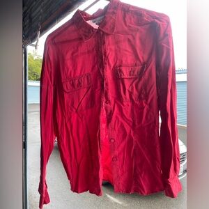 Anna And Frank Men's Bold Red Casual Button-Down Shirt